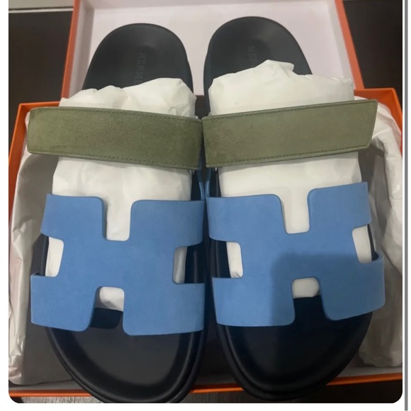 Hermes Green and Blue Sandals - Picture 1 of 5